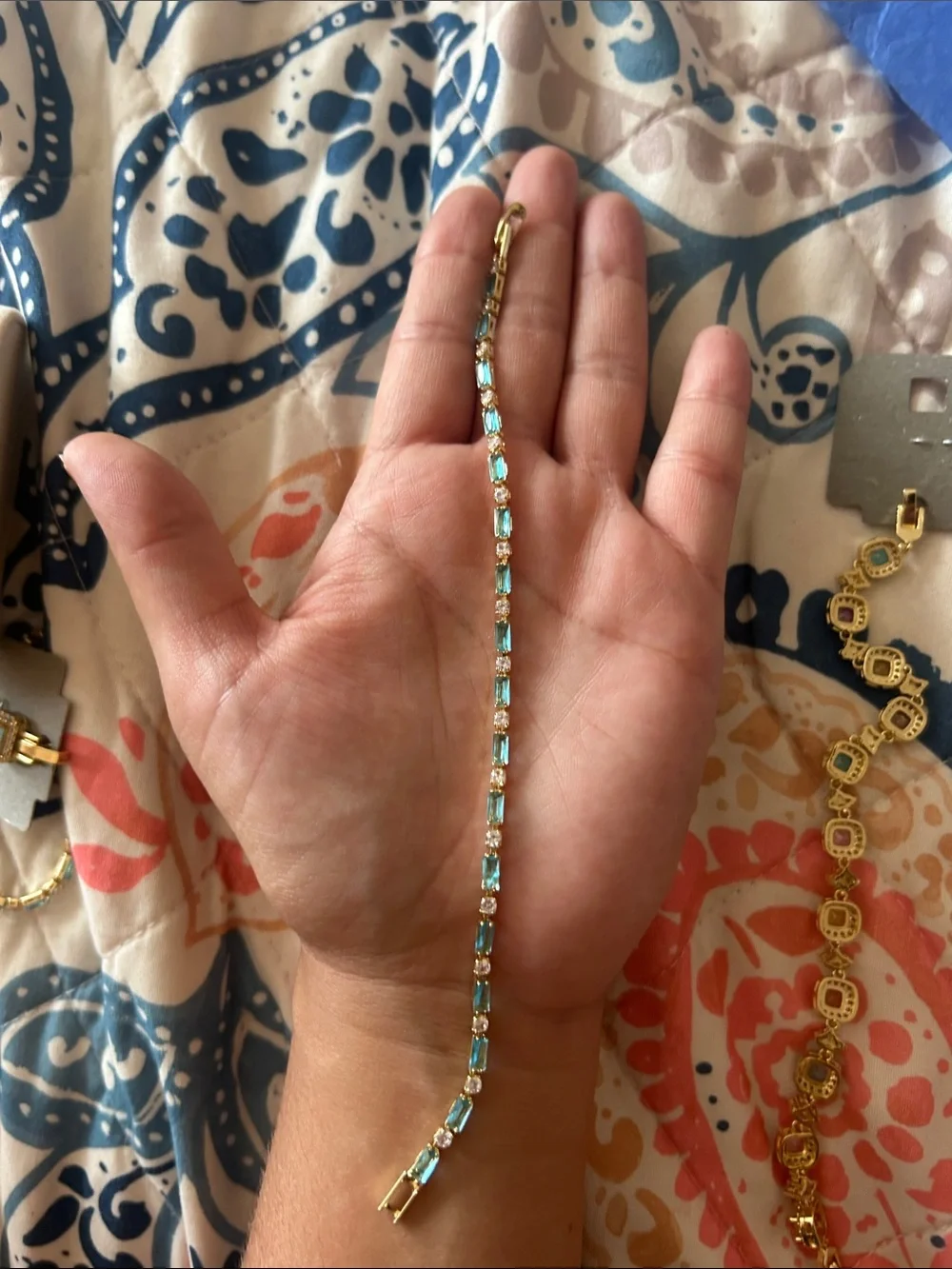 Charlotte Russe Gold-Tone Bracelet Set with Blue, Pink & Yellow Stones